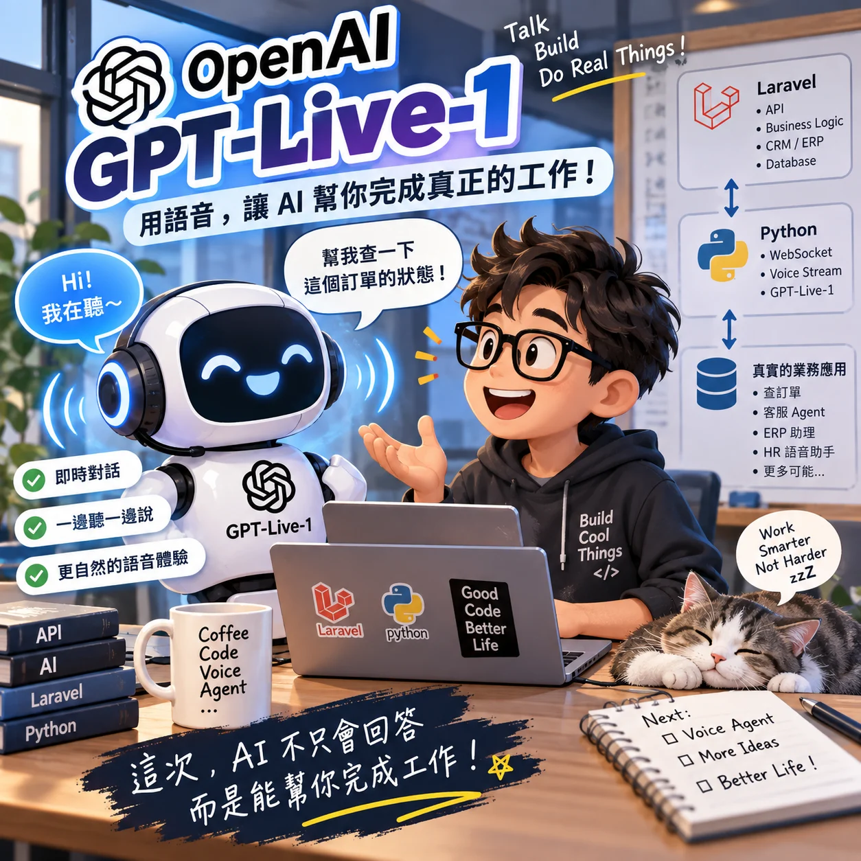 OpenAI 推 GPT-Live-1 API：Laravel + Python 開始打造真正的即時語音 Agent