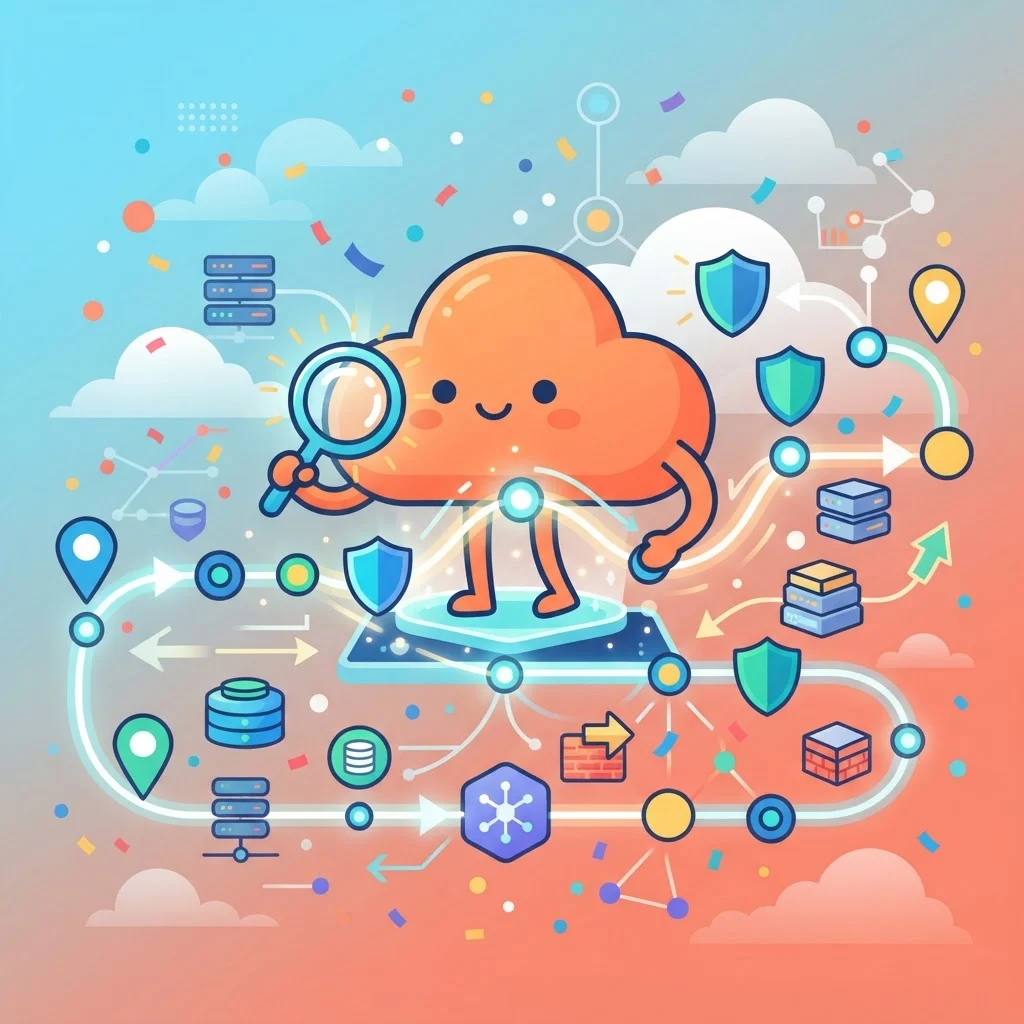 Cloudflare Traces 請求時間軸的插畫